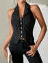 Texture Ruched Halter Top - Odaingerous